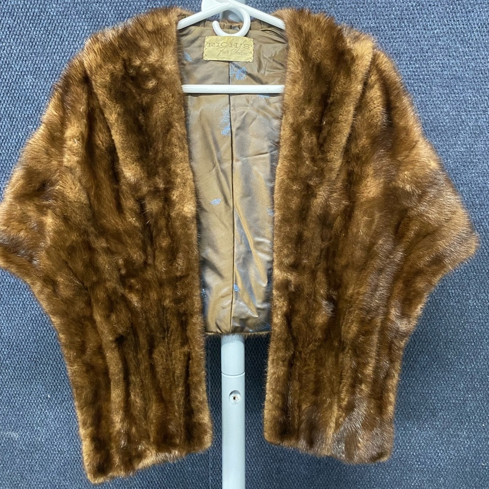 Elegant Brown Mink Fur Shawl